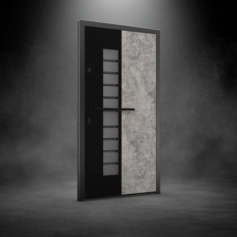 Refined Stone and Glass Features for a Stylish Front Door