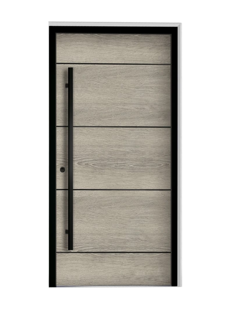 Sleek Vertical Glass Panels for a Modern and Stylish Front Door