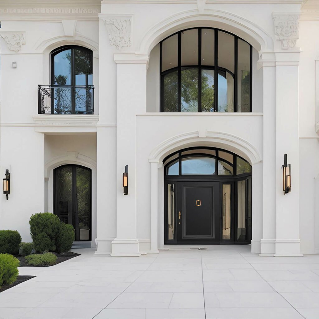 Modern home entrance featuring elegant Pivot doors with a sleek design and contemporary appeal