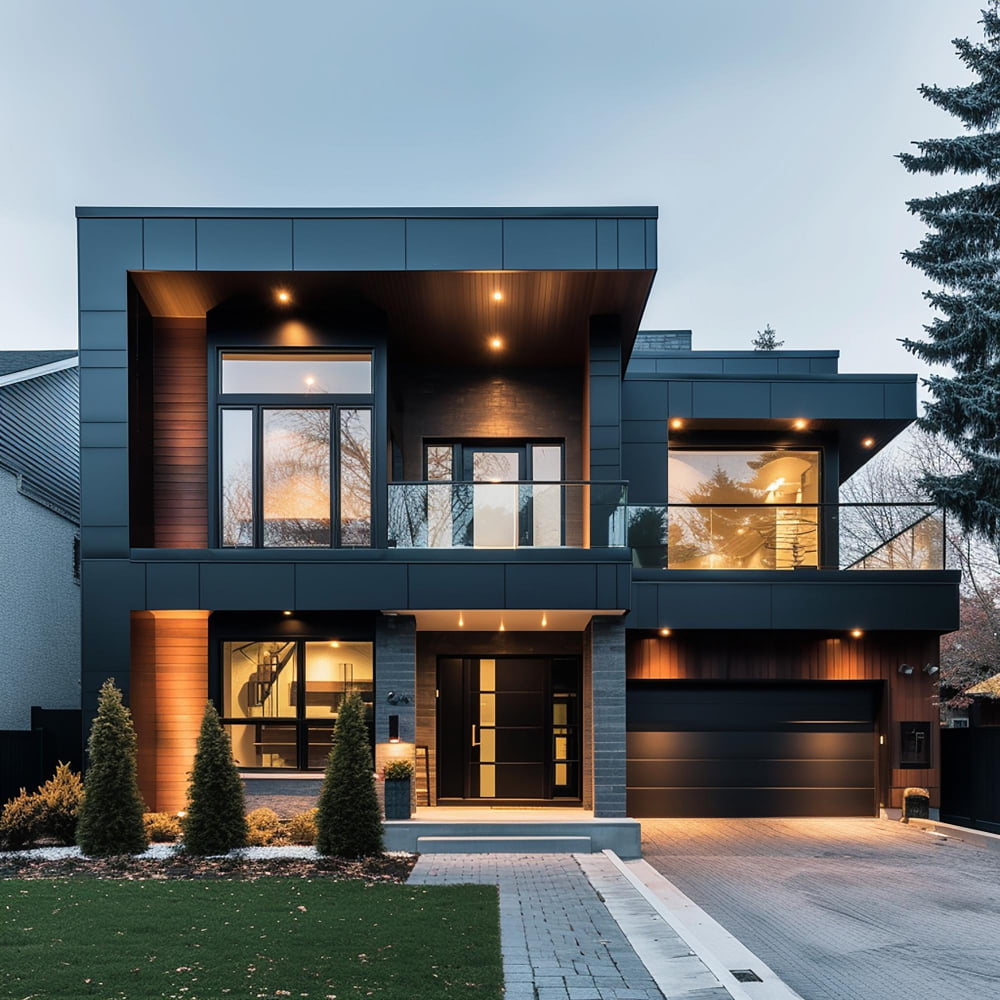 Exterior view of a modern-designed house